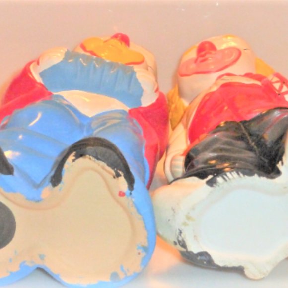 Pair of Vintage CLOWN BANKS Ceramic Clown Vintage Bank Clown Bank Piggy Bank Cir - Picture 4 of 6
